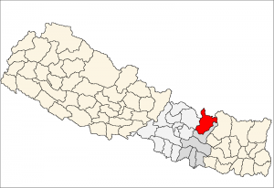 Dolakha, one of 75 districts in Nepal (https://upload.wikimedia.org/wikipedia/commons/4/4c/Dolkha_district_location.png)