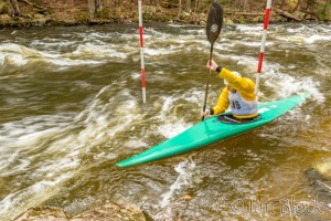 Kayaker participating in the Ledyard Canoe Club Slalom race held every year on the Mascoma River (Photo courtesy of Jim Block photography
