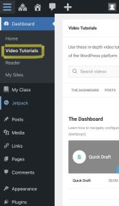 screenshot of Video Tutorials tab on WordPress Dashboard