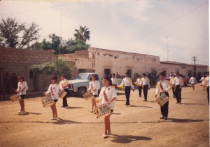Pedro in his school's marching band parade.