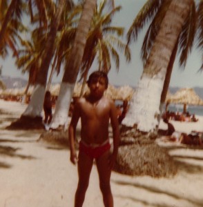 A photograph of Adrián at the beach in Veracruz.