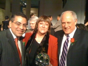 Alejandra with Chairman of the Illinois Board of Education Jesse Ruiz (left) and Illinois Governor Pat Quinn (right)