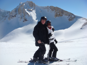 Sebastian and his wife skiing in Argentina