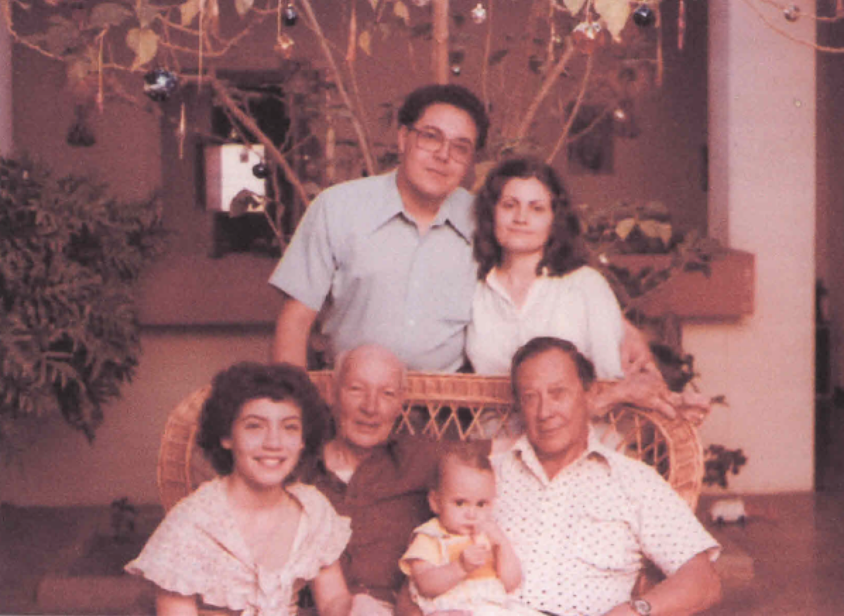 Four generations - Orlando with wife JoAnn, grandfather Jose, father Alfredo, and two children Brian and Jolin.