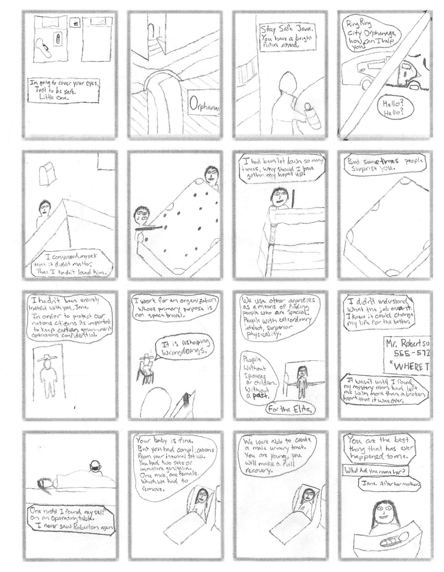 D. Wilen - Comic Page 2 - We find out that the space program is actually a revenge program, and then the main character gets hospitalized due to pregnancy complications and the baby is fine, but the girl's female parts are removed and the men's parts remain.