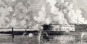 Fort Pulaski under fire April 10–11, 1862. Leslie's Weekly Magazine.