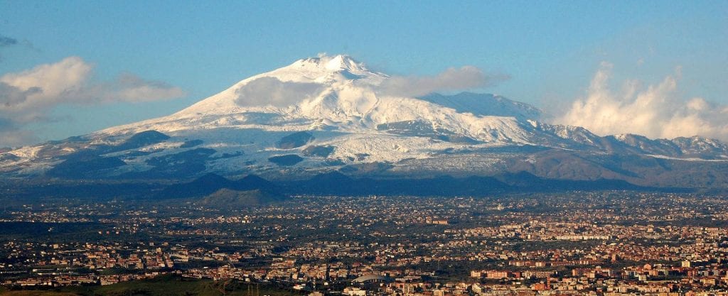 Etna with the city of Catania in the foreground